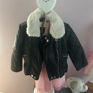 Urban Republic Black Jacket with White Fur Trim